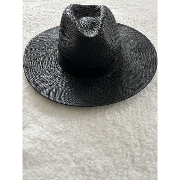 Mossant Paris Straw Hat Women Preppy Black Boho Vacation Summer Sz M NWT - Picture 2 of 7